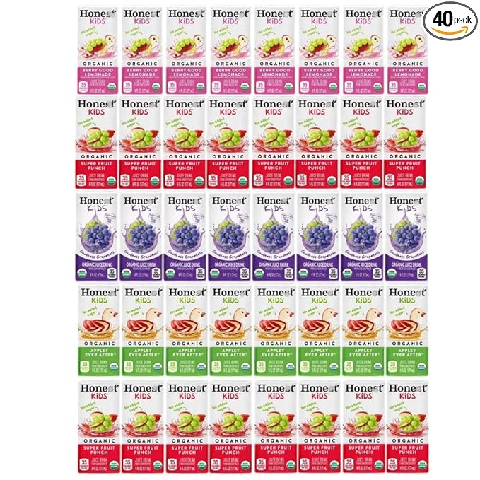 Honets Kids Organic Juice Drink Assorted Variety Pack 6 Fl Oz (Pack of 40)