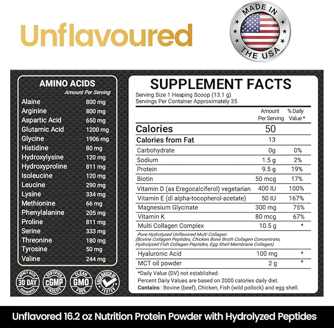 Keto Multi Collagen Peptides 16.2 oz Pack of 2 - Bone Broth Protein Powder 5 Types Hydrolyzed Collagen MCT Oil Unflavored Protein Powder for Joint Skin Hair &amp Gut Health