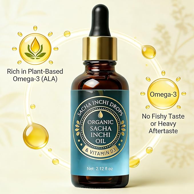 Sacha Inchi Oil Organic Sacha Inchi Drops Cold-Pressed Specific for Menopausal Joint Dryness (3Bottle)