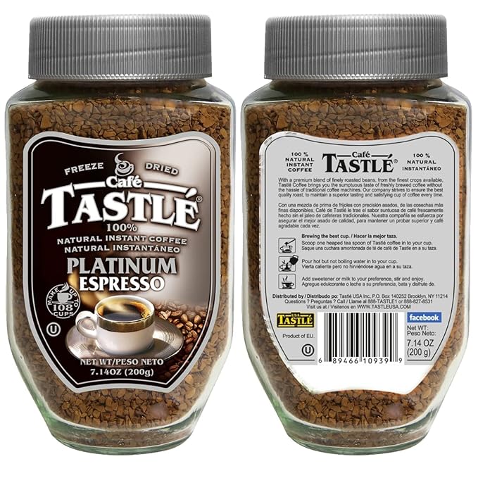 Cafe Tastle Platinum Espresso Freeze Dried Instant Coffee 7.14 Ounce