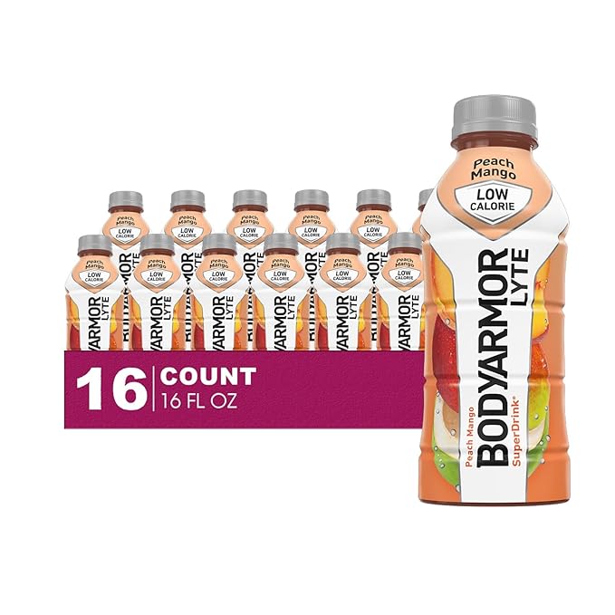 BodyArmor Lyte 16-Pack of Low Calorie Peach Mango Sports Drink Potassium-Packed Electrolytes 16 fl oz Plastic Bottle