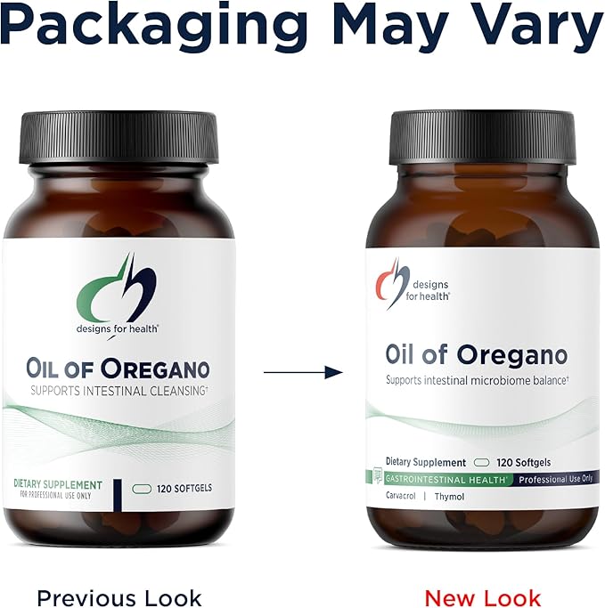 Designs for Health Oil of Oregano Softgels - Oregano Oil Supplement with Highly Concentrated Carvacrol - Supports Intestinal Cleansing - Small Pills (120 Softgels)