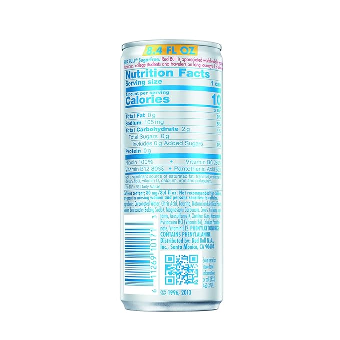 Red Bull Sugar Free Energy Drink with 80mg Caffeine plus Taurine &amp B Vitamins 8.4 Fl Oz Pack of 16 Cans