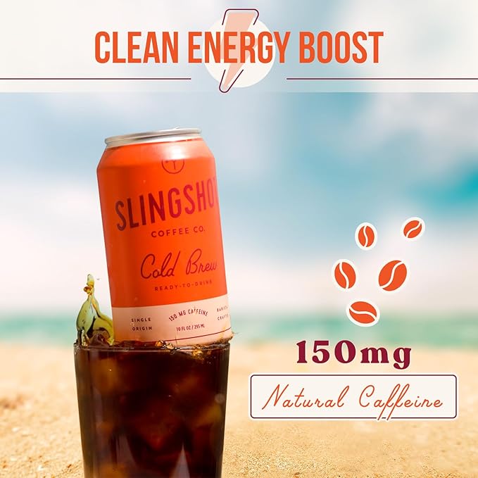 Organic Cold Brew Coffee 12-Pack – Single Origin Ethiopian Unsweetened Black Coffee Clean &amp Bright Flavor 150 mg Natural Caffeine Ready-to-Drink 10 oz Cans
