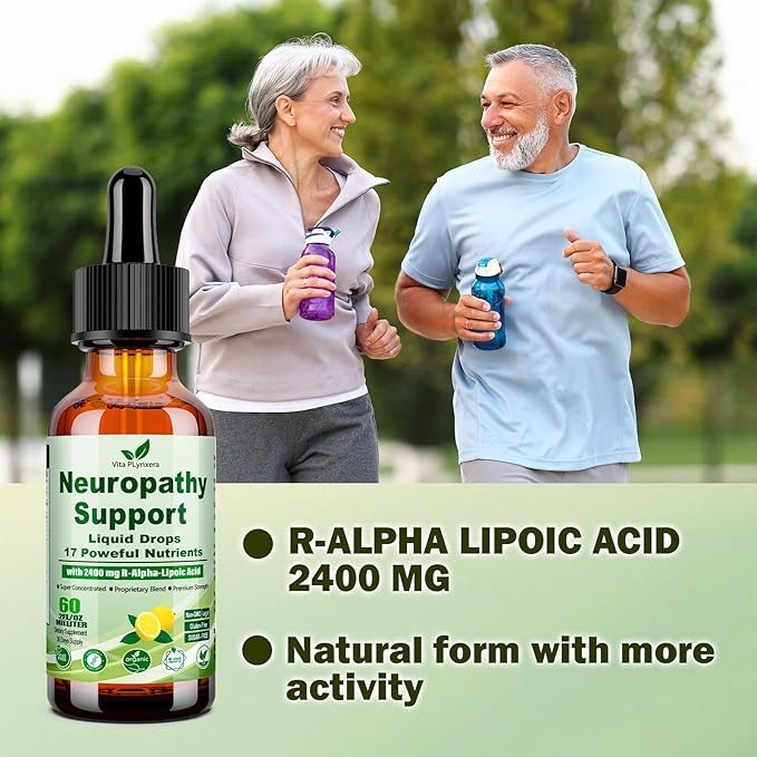 Neuropathy Supplements Liquid Drops Advance 17-in-1 Stabilized R-Alpha Lipoic Acid (R-ALA) w. Acetyl L-Carnitine Vitamin B-Complex Magnesium High Potency R-Lipoic Acid for Nerve Antioxidant Energy
