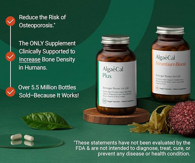 ALGAECAL Bone Builder &amp Collagen Bundle – Clinically-Supported Collagen with Verisol Fortibone Fortigel + Plant-Based Calcium Strontium D3 K2 Magnesium &amp 16 Nutrients for Beauty &amp Bo