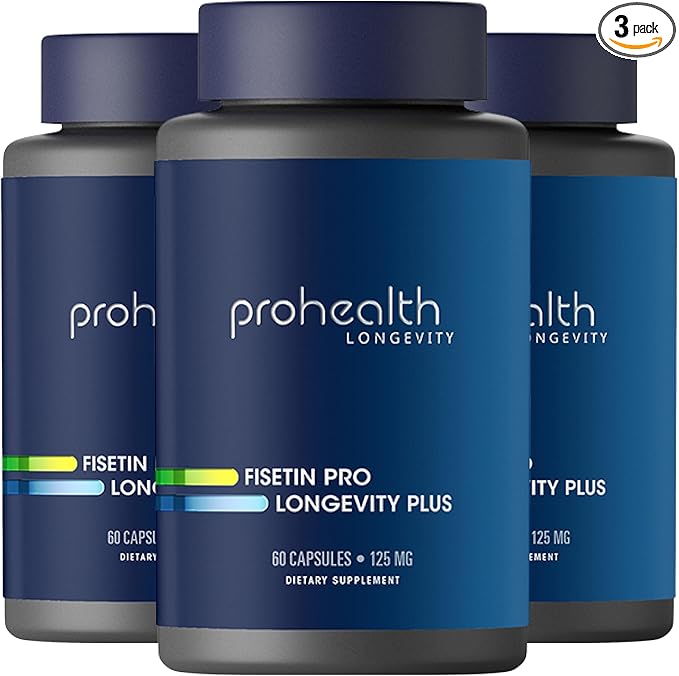 ProHealth Fisetin Supplement Pro Longevity Plus 60 Capsules (3-Pack) Advanced Formula for Longevity Brain &amp Cellular Health