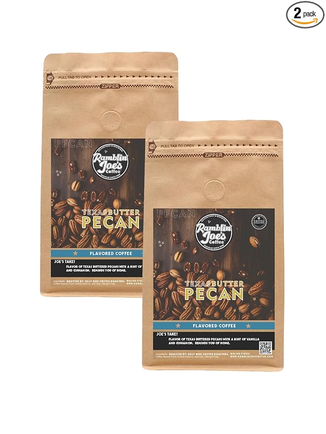 Ramblin' Joe's Coffee Butter Pecan Flavored Coffee | 2-12oz Ground Coffee packs (Butter Pecan 2-12 oz)