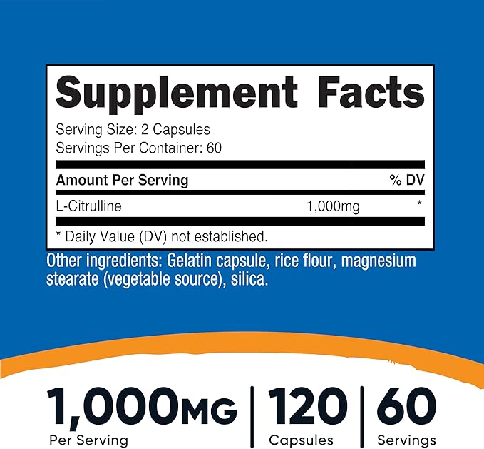 Nutricost L-Citrulline 500mg 120 Capsules - Gluten Free Non-GMO 1000mg Per Serving (60 Serv) (Pack of 2)