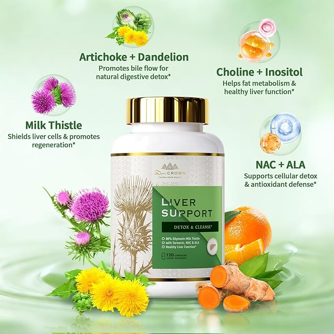 Liver Cleanse Detox &amp Repair - Milk Thistle Supplement with Silymarin N-Acetyl Cysteine(NAC) Artichoke Turmeric &amp Dandelion for Liver Detox Cleanse Gluten Free Non-GMO - 360 Capsules