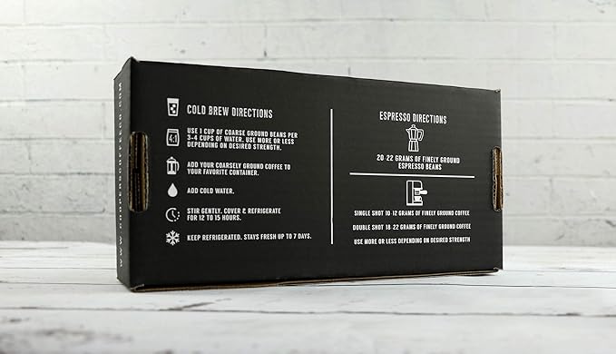 Espresso Coffee Box Set - Ground 3 Bag Gift or Sample Set 24oz and Cold Brew Coffee Box Set - 6 Filter Bags Included - Ground 1.5 lbs