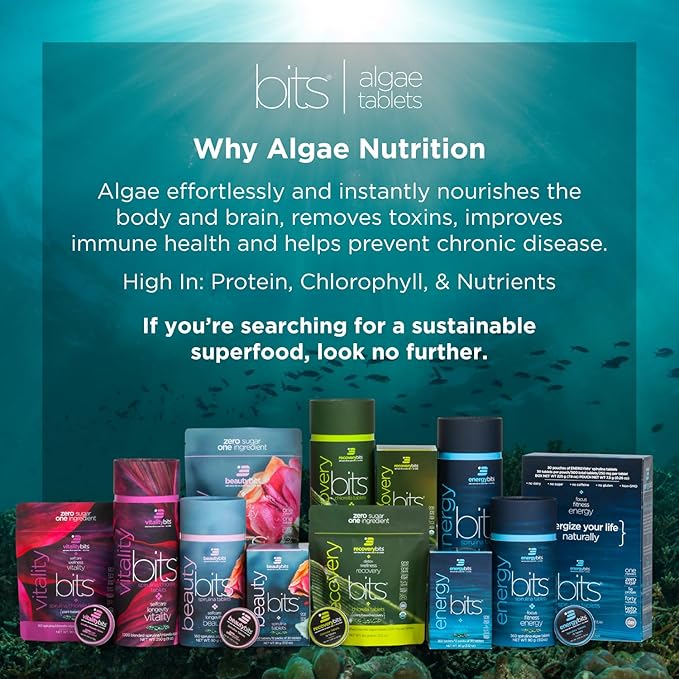 RECOVERYbits - Organic Chlorella Tablets - Plant-Based Algae Superfood - Chlorophyll - Cracked Cell Wall - Energy - Immune System - Detox - Keto - Vegan - Non-GMO - Large Bag - 1000 Tablets