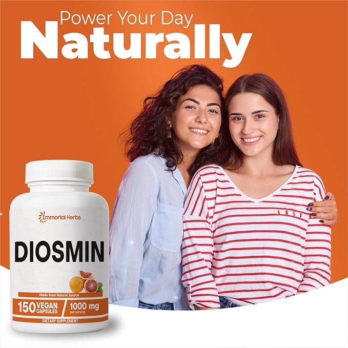 Pure Diosmin 1000mg Complex Formula 150 Capsules Citrus Bioflavonoids Rich Fruit Extract 100% Vegetarian Non-GMO &amp Gluten Free Diosmin Supplement