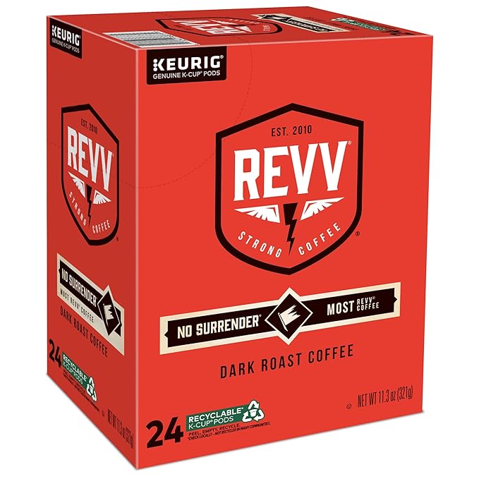 REVV No Surrender Keurig Single-Serve K-Cup Pods Dark Roast Coffee 96 Count