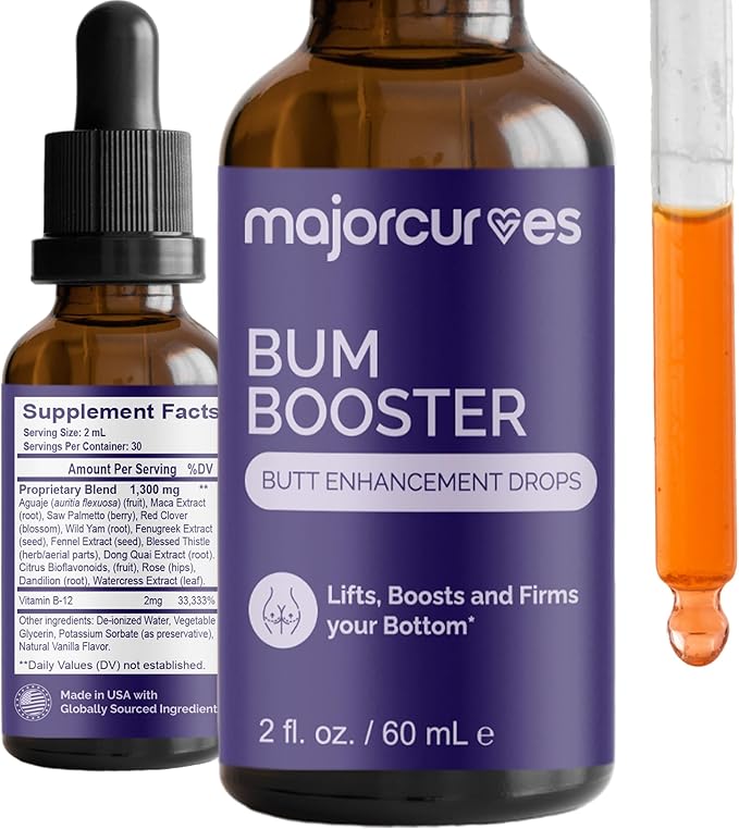 Butt Enhancement Drops - Premium Booty Building Supplements Bigger Butt Pills for Women Featuring Aguaje and Maca Extract - Fast-Acting Liquid for Fuller Lifted Toned Appearance