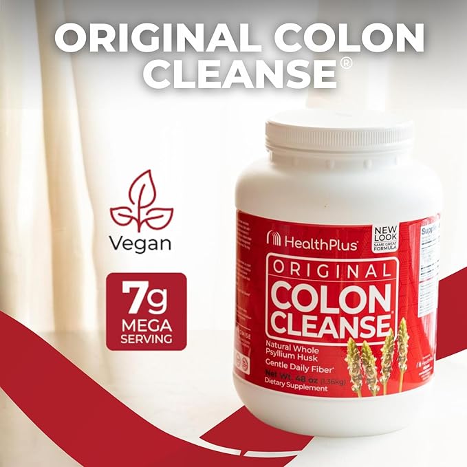 Health Plus Colon Cleanse Digestive Support | All Natural Daily Fiber for Toxin Elimination To Reduce Bloating | Supports Heart Health | 48 Ounces 194 Servings