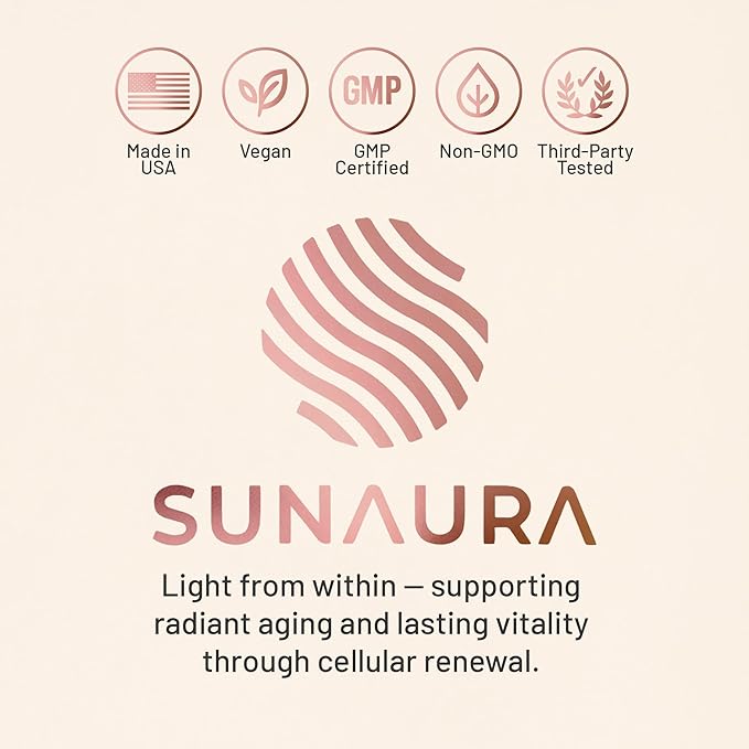 SUNAURA Spermidine Supplement 10 mg (Spermidine 3HCl) – High Potency Autophagy &amp Cellular Renewal Support – Longevity Energy &amp Focus – Non-GMO Gluten-Free 60 Capsules
