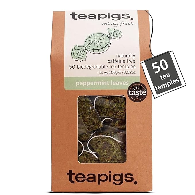 Teapigs Peppermint Leaves Tea Bags Made with Whole Leaves Caffeine-Free Natural Ingredients (1 Pack of 50 Teabags)