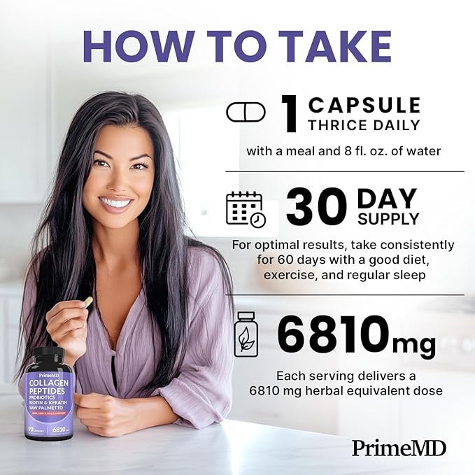 27-in-1 Hair Skin and Nails Vitamins (6810mg) with Biotin 10000mcg - Collagen Supplements for Men and Women - Keratin Supplements with Probiotics and Saw Palmetto 90ct