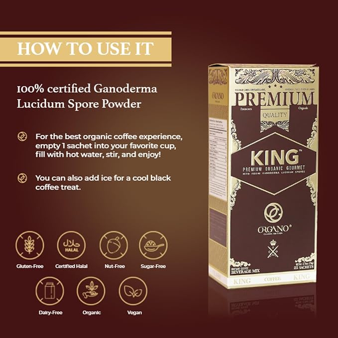 ORGANO 2 Boxes King of Coffee 100% Certified Ganoderma Lucidum (50 Sachets)