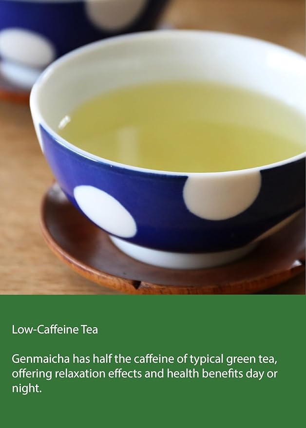 Kawashimaya Organic Genmaicha 12.69 oz (360g) - Japanese Green Tea with Roasted Brown Rice Loose Leaf Made in Japan