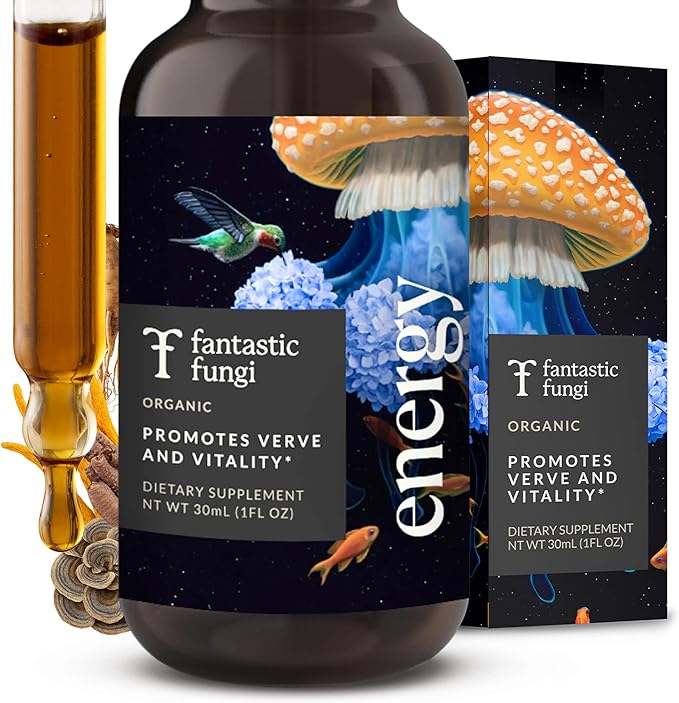 Fantastic Fungi Cordyceps Mushroom Tincture Drops - 4-in-1 Stress Support &amp Energy Elixir with Ginseng Turkey Tail &amp Rhodiola - Organic Mushroom Extract Liquid 30 Servings 1 fl oz