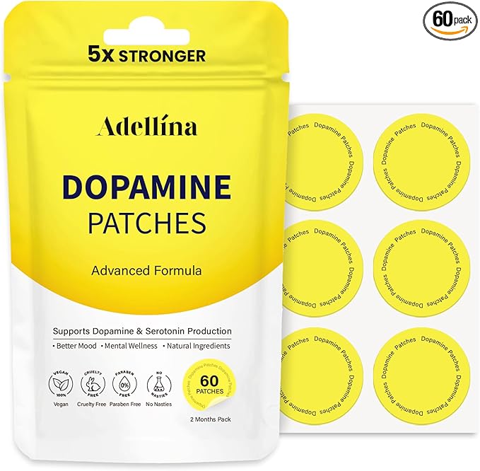 Dopamine Patches Extra Strength 60 Count: Mood Boost Patches for Daily Mental Wellness - Supports Dopamine &amp Serotonin Balance for Men Women 2Months Pack