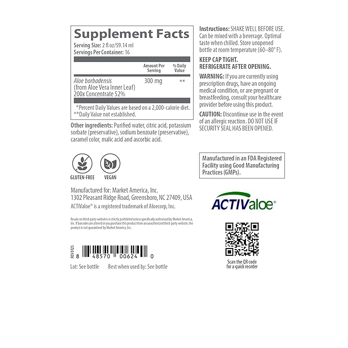 Ultimate Aloe™ Juice – Inner Leaf Aloe Vera for Digestive &amp Nutrient Absorption Support Vegetarian Gluten-Free Drinkable Supplement Single Bottle Natural Flavor