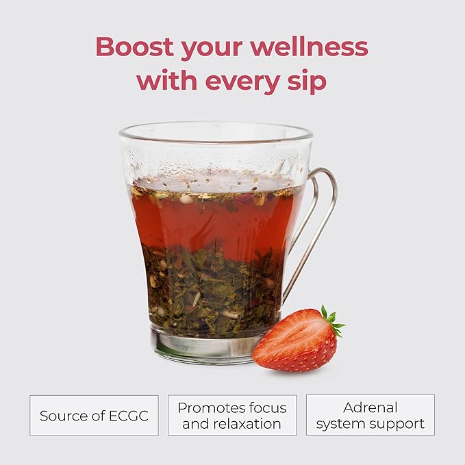 Michelle Peiret Herbal Tea for Women | Organic Green Tea with Tulsi Shatavari Fenugreek Rosehips Fennel Chamomile &amp Raspberry Leaf | Hormonal Wellness Energy Mood &amp Vitality | Strawberr