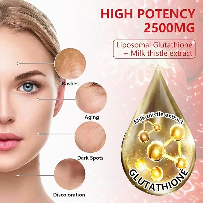 Extra Powerful 2500MG Liposomal Glutathione Gummies for skin whiteningEnhance 98% Absorption-Complex L-CysteineL-GlycineMilk Thistle for Support Liver Function Antioxidant for Aging Alleviation