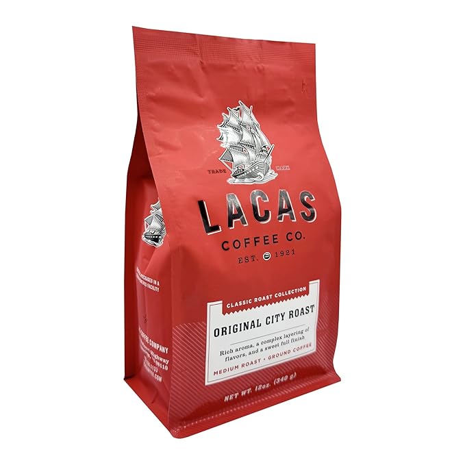 Lacas Coffee Company Medium Fine Ground Coffee 12oz Bag (2 bags Original City Roast)