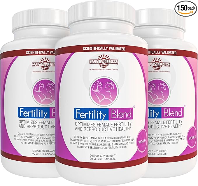 Daily Wellness Fertility Blend for Women - Fertility Supplements for Women Conception Fertility Prenatal Vitamins Trying to Conceive Progesterone Supplements Cycle Support Conception Pills - 3 Pack