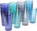 US Acrylic Cafe Plastic Reusable Tumblers (Set of 16) 20-ounce Water Cups Coastal Colors | Restaurant Style Drinking Glasses Value Set Stackable BPA-free Made in the USA | Top-rack Dishwasher Safe