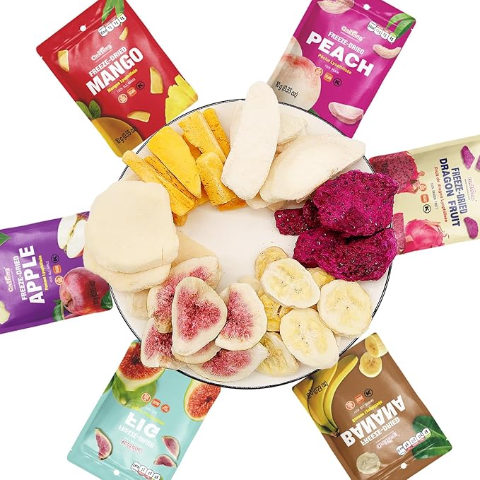 ONETANG Freeze-Dried Mixed Fruit 12 Pack Single-Serve Pack Non GMO Kosher No Add Sugar Gluten free Vegan Holiday Gifts Healthy Snack Blue Box 0.35 Ounce