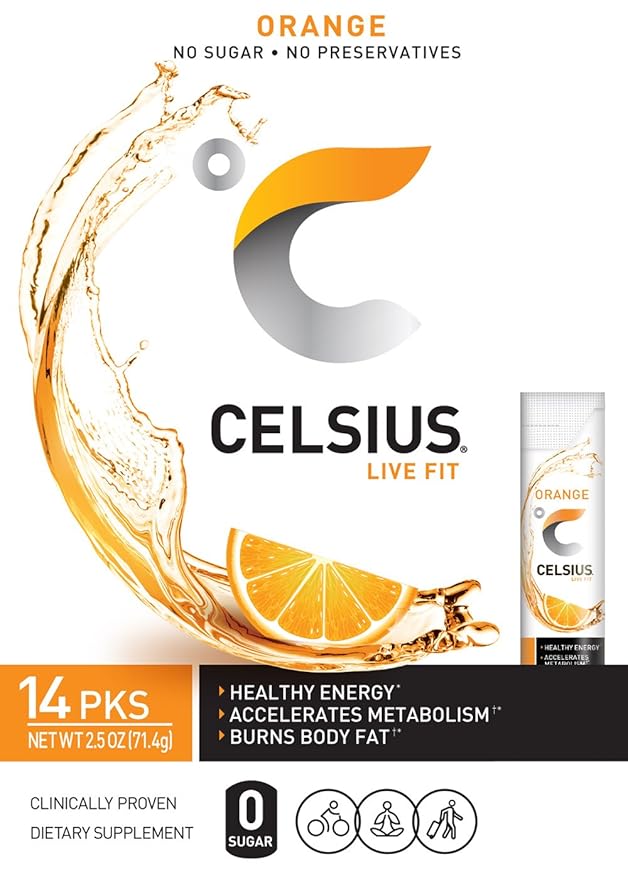 CELSIUS® Zero Sugar Energy Drink &amp Powder Stick Bundle Orange
