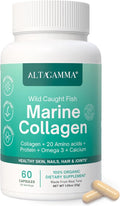 Marine Collagen Peptides - Hair Skin Nails &amp Joint Supplement - Organic Marine Collagen for Women &amp Men Non-GMO Gluten-Free No Fillers 60 Marine Collagen Capsules