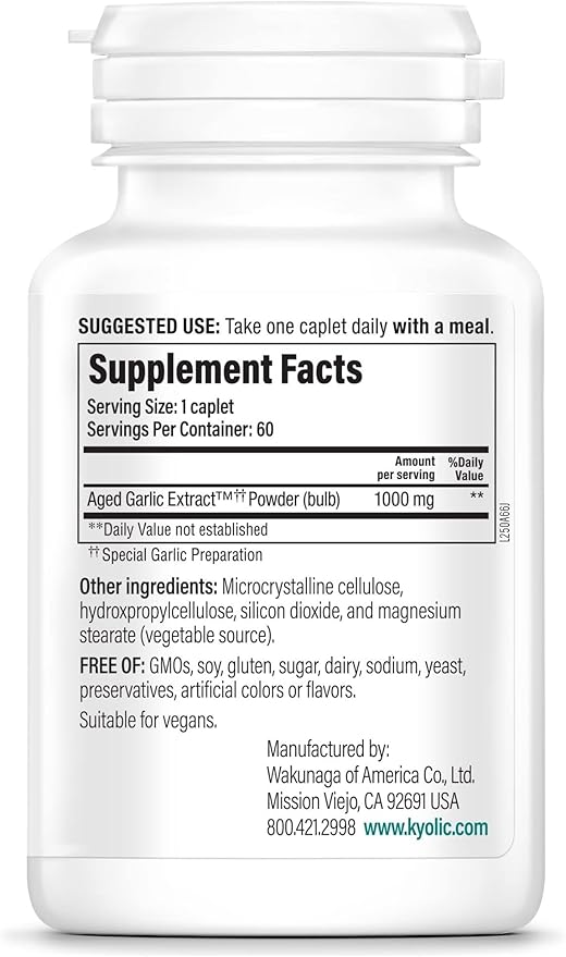 Kyolic Aged Garlic Extract Formula 250 Cardiovascular Health* One Per Day 60 Caplets