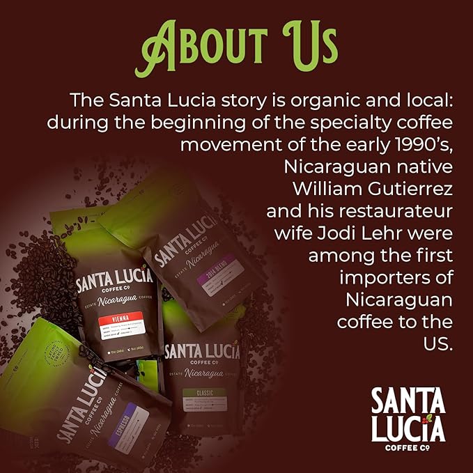 Santa Lucia Coffee - Specialty Nicaraguan Coffee Sampler Pack - Light Medium &amp Dark Roast - Low Acid 91 Point SHG Small Batch Roasted 100% Single-Origin Ground Coffee 3 Bags (12oz Each)