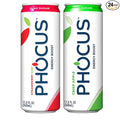 Phocus Energy Boost Crisp Apple &amp Strawberry Kiwi Bundle | 11.5 Fl oz (Pack of 24) | No Sugar | 75mg Caffeine + L-Theanine | 0 Calories
