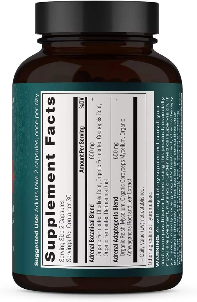 Ancient Nutrition Adrenal Support with Ashwagandha Supplement Helps Reduce Stress &amp Fatigue Paleo and Keto Friendly Gluten Free 1300mg 60 Capsules