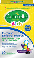 Culturelle Immune Defense Probiotic with Vitamin C Vitamin D and Zinc + Elderberry Non-GMO 4-in-1 Immune Support for Kids Ages 3+* Mixed Berry Chewables 60 Count