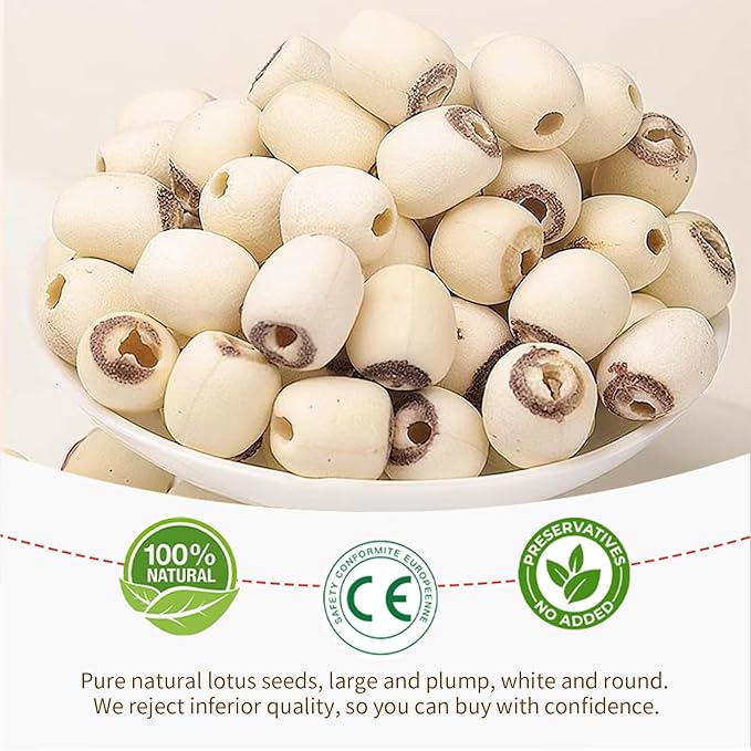 Baihuatang Natural Lotus Seeds for Tea Porridge Natural Dried White Lotus Seeds (Lian Zi) - 300g Herbal Tea &amp Cooking Ingredient Perfect for Porridge Soup and Traditional Recipes 莲子 百合银耳莲子羹原料