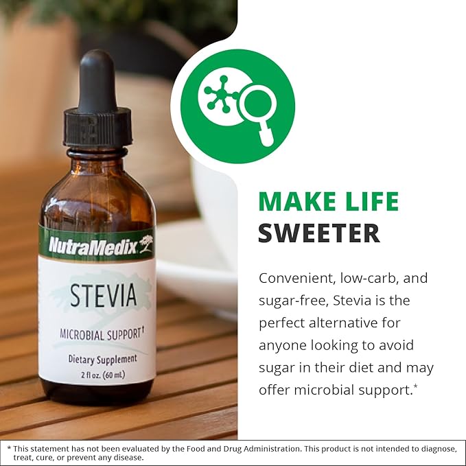 NutraMedix Sweet Leaf Stevia Liquid Drops - Sugar Free Sweetener from Pure Stevia Leaf Extract for Microbial Support - Low Carb No Added Sugar (2 oz / 60 ml)