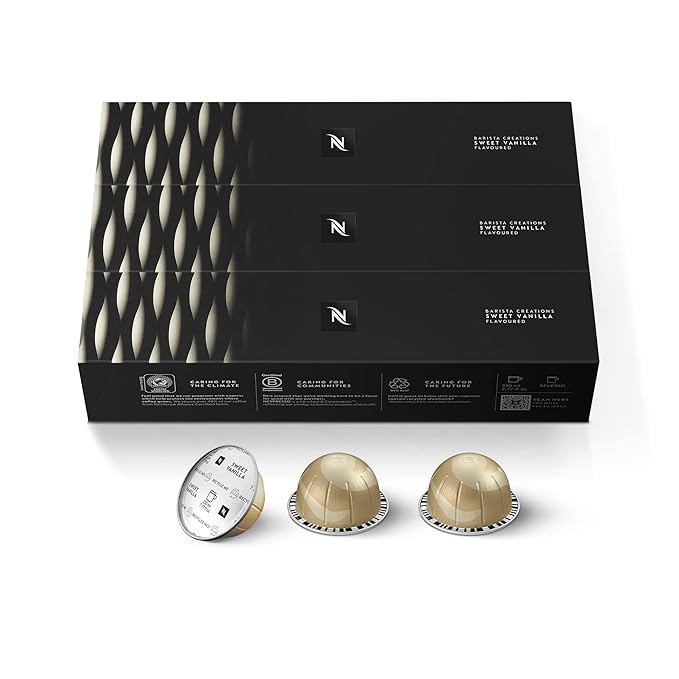 Nespresso Capsules Vertuo Sweet Vanilla Medium Roast Coffee 30 Count Coffee Pods Brews 7.8oz.