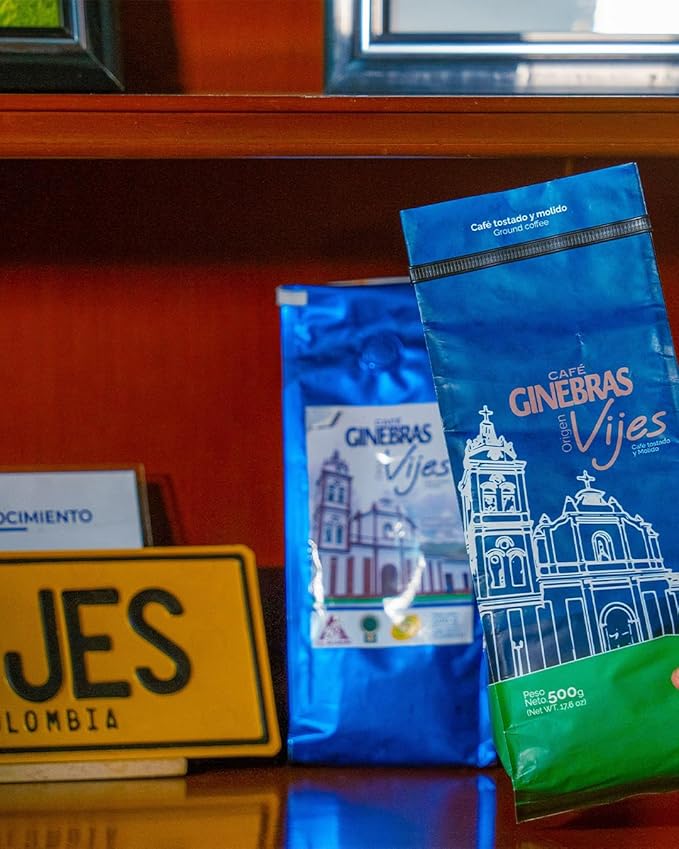 Cafe Ginebras Origen Vijes Premium Colombiano Cafexcoop Coffarmers Colombia | 100% Colombian Origin Coffee Medium Roast (Whole Bean 17.6oz-500gr)