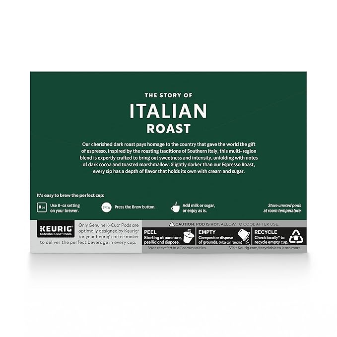 Starbucks K-Cup Coffee Pods Dark Roast Coffee Italian Roast for Keurig Brewers 100% Arabica 6 boxes (60 pods total)