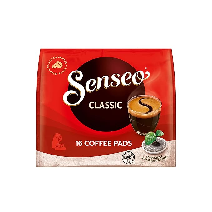 Senseo Classic Medium Roast Coffee Pods Single Serve Pods Bulk Pack for Senseo Coffee Machine Compostable Pods for Hot or Iced Coffee Cold Brew Coffee 16 Count Pack of 10