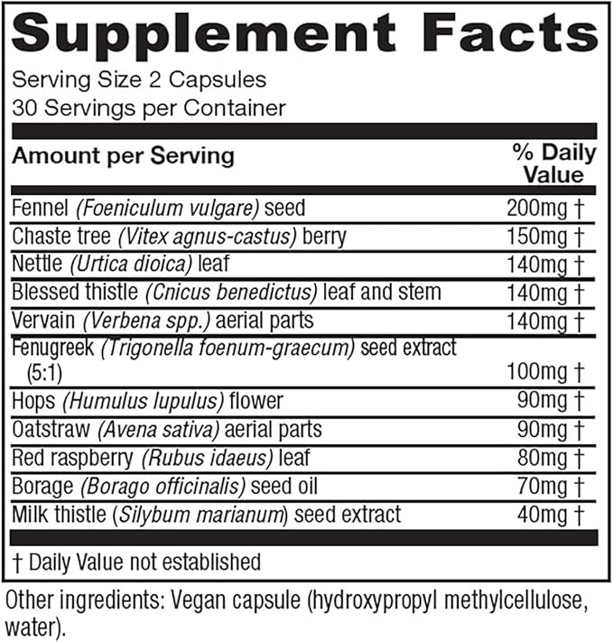 Vitanica LactationBlend Lactation Supplement for Increased Breast Milk Supply and Flow Organic Breastfeeding Support with Fennel Milk Thistle Fenugreek and More Non-GMO Vegan 60 Capsules