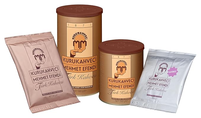 KURUKAHVECI MEHMET EFENDI Turkish Coffee Cezve Set Roasted GroundRich Aroma Turkish Coffee Set Original Taste Since 1871 (8.8 OZ / 250 Gr) with Cezve
