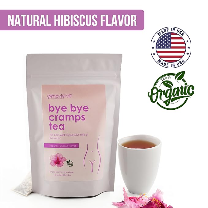 Bye Bye Cramps Tea – Apple Cider &amp Hibiscus 30 Bags for Natural Menstrual Relief